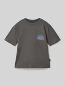 Koszulki dla chłopców - T-shirt z nadrukiem z logo - miniaturka - grafika 1