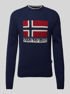 Sweter z dzianiny z nadrukiem z logo model ‘SILVRETTA’ - Swetry męskie - miniaturka - grafika 1