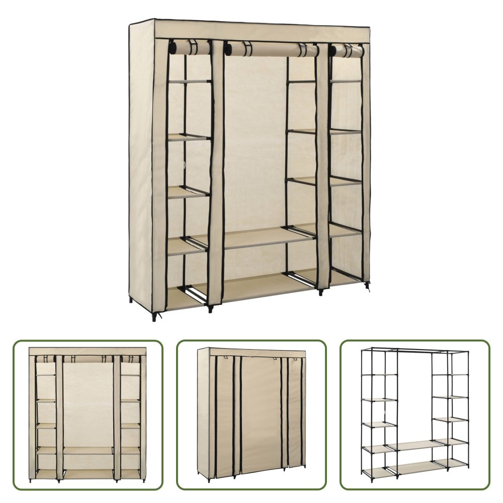 The Living Store Szafa materiałowa z przegródkami na ubrania kremowa 150x45x176cm