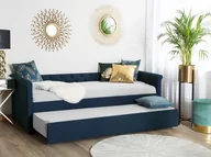 Łóżka - Beliani Łóżko wysuwane tapicerowane 80 x 200 cm niebieskie LIBOURNE - miniaturka - grafika 1