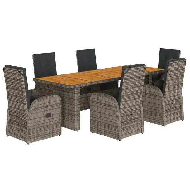 Zestaw mebli ogrodowych 240x90x75 cm, kolor szary, rattan PE, 6 krzeseł