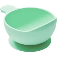 Miseczki i talerzyki dla dzieci - Nana`s Manners Etap 1, Miska silikonowa z przyssawką i uchwytem, zielona - miniaturka - grafika 1