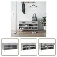 Szafki na buty - The Living Store Ławka na buty betonowa szara 102x35x55 cm Materiał drewnopochodny - miniaturka - grafika 1