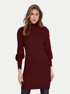 ONLY Sukienka dzianinowa Katia 15232502 Bordowy Comfort Fit - Sukienki - miniaturka - grafika 1