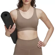 Bielizna sportowa damska - Biustonosz sportowy adidas CoreFlow Luxe Medium-Support HI3458 - brązowy - Adidas - miniaturka - grafika 1