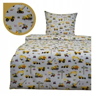 Pościel dla dzieci - Pościel Dziecięca 160x200 1 x 50x70 Koparki Żółte Na Szarym Bawełna - miniaturka - grafika 1