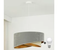 Lampy sufitowe - LED Żyrandol na lince LYRA 1xE27/15W/230V szary/beżowy/złoty - miniaturka - grafika 1