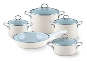 Zestawy garnków i patelni - Riess Zestaw garnków emaliowanych kremowych 5-czę$48ciowy Avorio seria Premium 0558-011 - miniaturka - grafika 1