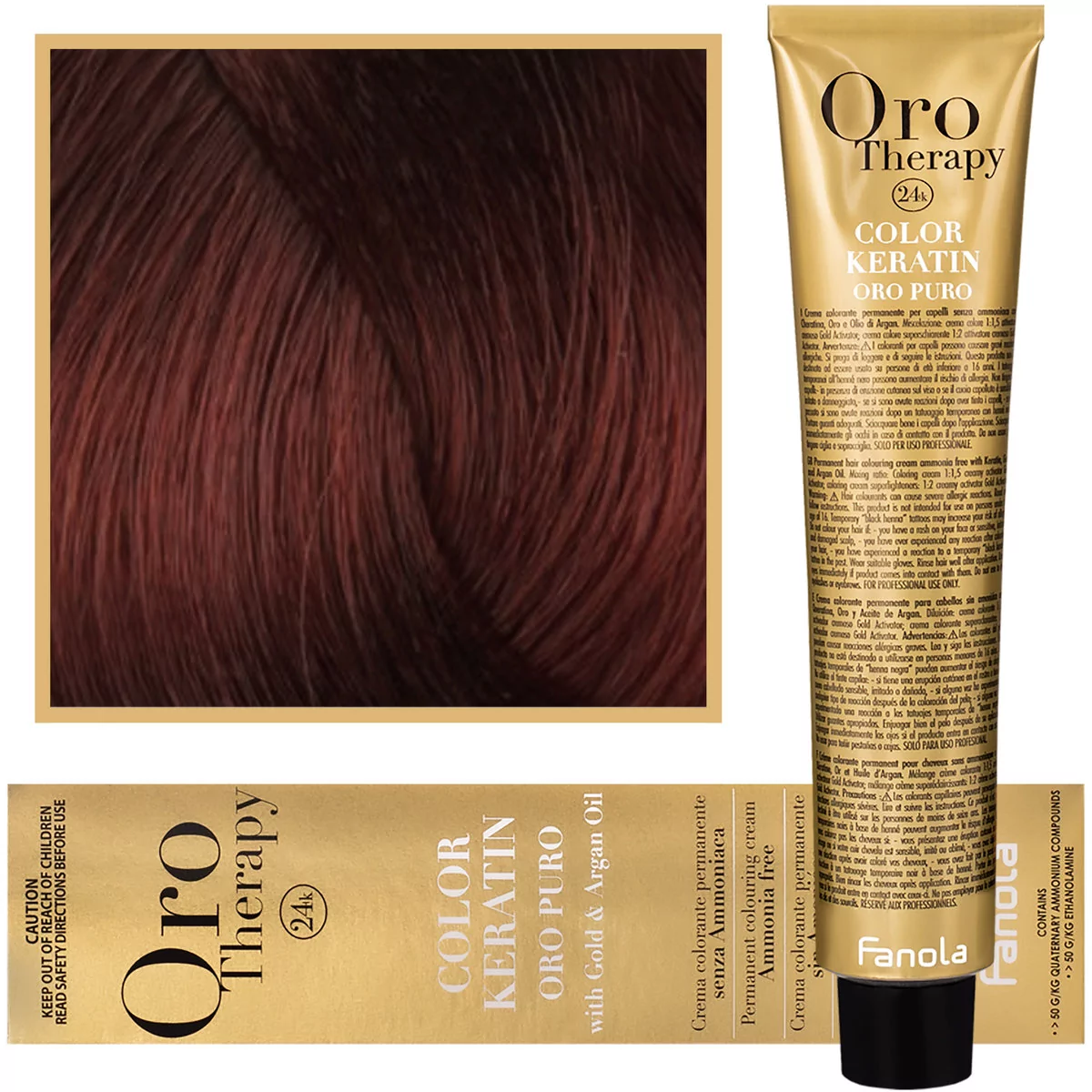 Fanola 6.46 Oro Puro Therapy Keratin Color 100 ML ciemny blond miedzi Czerwony 8032947864515