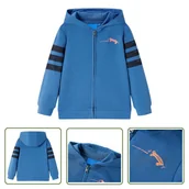 Bluzy dla dziewczynek - Bluza dziecięca z kapturem i suwakiem - niebieska - 116 - Bluza - miniaturka - grafika 1