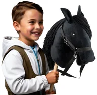 Maskotki i pluszaki - Duży Hobby Horse Koń Konik Na Kiju kijku patyku A3 Czarny dla dzieci dziecka - miniaturka - grafika 1