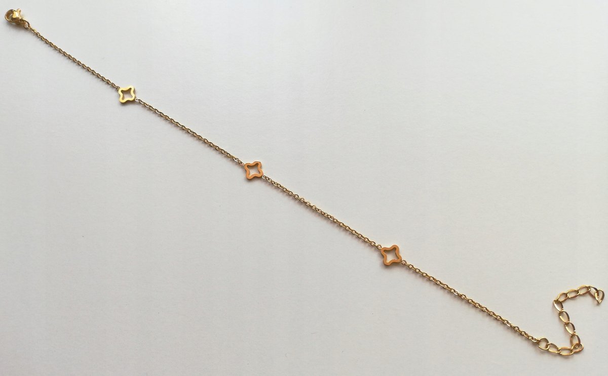 Bransoletka Na Nogę Kwiat Koniczyna Złota Stal