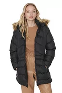 Płaszcze damskie - TRENDYOL Damski regularny płaszcz puchowy, jednokolorowy, tkany, zimowy płaszcz, Czarny, S - miniaturka - grafika 1