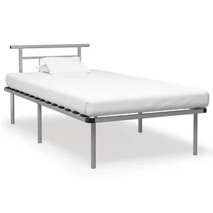 vidaXL Rama łóżka, szara, metalowa, 100 x 200 cm - Łóżka - miniaturka - grafika 1