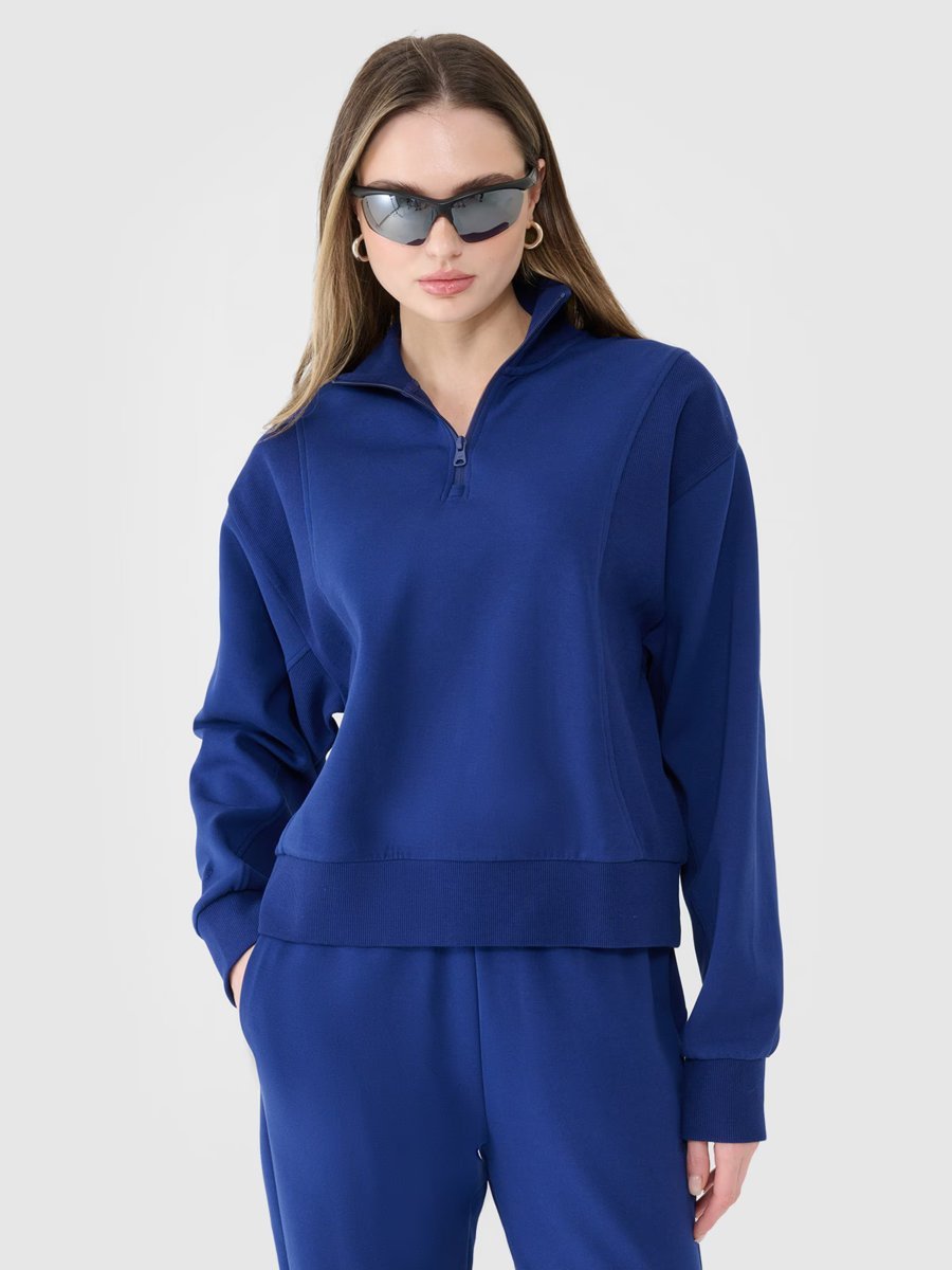 4F Bluza dresowa nierozpinana bez kaptura damsk 4FWSS25TSWSF1545-30S Niebieski Roz. L