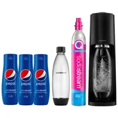 Saturatory - Saturator do wody gazowanej SodaStream Terra Czarny + Syropy Pepsi 3x440 ml - miniaturka - grafika 1