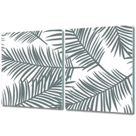 Deski do krojenia - Podwójna Deska Do Krojenia ze Szkła Hartowanego - 2x 40x52 cm - Szary liść palmowy - miniaturka - grafika 1