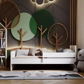 Łóżka dla dzieci i młodzieży - Łóżko Dziecięce Białe 160x80 cm z Barierką – W Zestawie Materac Piankowy, Wymiary 164x84,5x63 cm - miniaturka - grafika 1