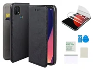 Etui i futerały do telefonów - Etui z klapką do OPPO A15S / A15 / A35 czarny obudowa + folia ochronna 9H - miniaturka - grafika 1