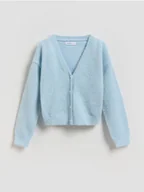 Swetry dla dziewczynek - Reserved - Dzianinowy kardigan - jasnoniebieski - miniaturka - grafika 1