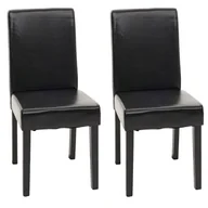 Krzesła - Zestaw 2 krzeseł do jadalni Krzesło kuchenne Littau ~ skóra, czarny, ciemne nogi - miniaturka - grafika 1