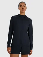 Bluzy damskie - 4F Bluza treningowa slim z kapturem damska - czarna XL - miniaturka - grafika 1