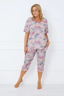 Piżama damska krótki rękaw, 3/4 spodnie Genua - Italian Fashion - Piżamy damskie - miniaturka - grafika 1