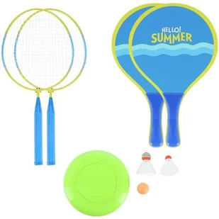 NILS NRZ053 3W1 / ZESTAW DO BADMINTONA 2 RAKIETY + 2 RAKIETY NA PLAŻĘ + LOTKI + FRIZBI JUNIOR NILS 14-50-020 - Badminton - miniaturka - grafika 1