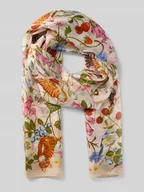 Apaszki i szaliki damskie - Etola z czystego jedwabiu z kwiatowym nadrukiem na całej powierzchni - miniaturka - grafika 1