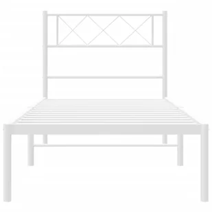 Metalowa rama łóżka z wezgłowiem, biała, 100x200 cm Lumarko! - Łóżka - miniaturka - grafika 6