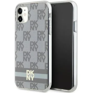 Oryginalne Etui IPHONE 11 / XR DKNY Hardcase IML Checkered Mono Pattern & Printed Stripes MagSafe (DKHMN61HCPTSE) beżowe - Etui i futerały do telefonów - miniaturka - grafika 1