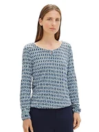 Koszulki i topy damskie - TOM TAILOR Damska koszulka z długim rękawem, 33983 - Blue Brown Geometrics Print, L - miniaturka - grafika 1
