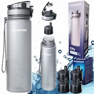 Dzbanki filtrujące - Butelka na wodę + 5x wkład filtrujący AQUAPHOR CITY 0,8L szara - miniaturka - grafika 1