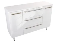 Szafki łazienkowe - Szafka Stojąca Z Blatem ATH 120 cm K - Biały Wysoki Połysk - Uchwyty Stal Szczotkowana - miniaturka - grafika 1