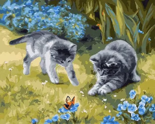 Malowanie po numerach - Koty w ogrodzie ©Julia Tomesko - Malowanie po numerach - miniaturka - grafika 1