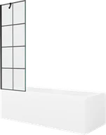 Wanny - Mexen Cubik wanna prostokątna 150 x 70 cm z obudową i parawanem 1-skrzydłowym 60 cm, czarny wzór - 550315070X9506007077 - miniaturka - grafika 1