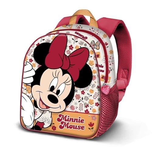 Disney Minnie Mouse Flowered-Elite plecak 3D, czerwony, 25 x 30 cm, pojemność 7 l, czerwona mysz Minnie, rozmiar uniwersalny, plecak Elite 3D, Czerwona myszka Minnie, Rozmiar uniwersalny, Elite 3D