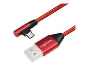 Kable komputerowe i do monitorów - LOGILINK CU0150 LOGILINK - Kabel USB 2.0 kątowy 90 USB-A m do micro-USB m, czerwony 1 m - miniaturka - grafika 1