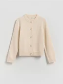Swetry dla dziewczynek - Reserved - Dzianinowy kardigan - kremowy - miniaturka - grafika 1