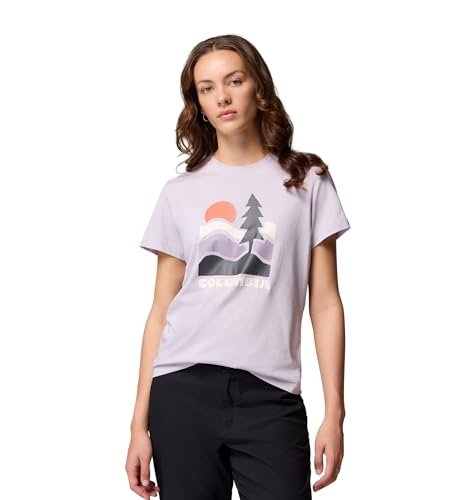 Columbia Damska koszulka z krótkim rękawem z nadrukiem Ruby Springs, z krótkim rękawem, lawendowa perła, Get Hiked, M