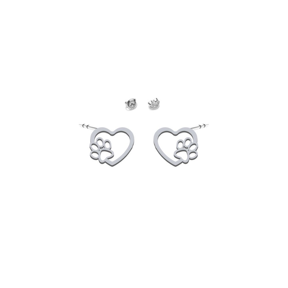 Serce Łapa Psa Kolczyki srebro - MEJK Jewellery