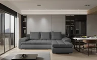 Narożniki - Sofa w kształcie L TOMI narożnik, tkanina Abriamo, wiele kolorów Ciemnoszary Prawostronny - miniaturka - grafika 1