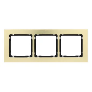 Karlik Ramka potrójna Deco metal - mosiądz szczotkowane, czarny - Klawisze i ramki - miniaturka - grafika 1