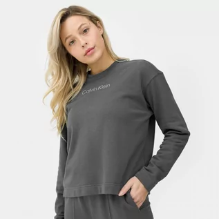 Bluzy sportowe damskie - Damska bluza dresowa nierozpinana bez kaptura Calvin Klein Sweaters 00GWS3W301 - grafitowa - grafika 1