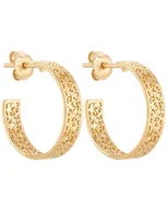 Kolczyki - Złote Kolczyki Z Ozdobnym Wzorem - miniaturka - grafika 1