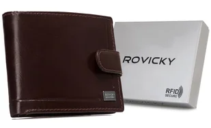 Portfel Męski Rfid Protect Ze Skóry Naturalnej Rovicky Ciemnobrązowy - Portfele - miniaturka - grafika 1