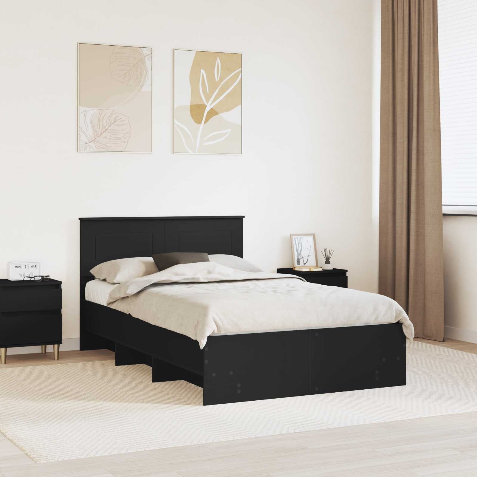 vidaXL Ramka łóżka Czarny 120 x 123 cm Materiał drewnopochodny