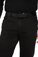 Paski - JP 1880 Męskie, duże rozmiary, duże rozmiary, Menswear L-8XL, skórzany pasek, metalowe zapięcie, szerokość 4 cm 822849, czarny, 155 - miniaturka - grafika 1