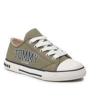 Trampki damskie - Tommy Hilfiger Trampki Low Cut Lace-Up Sneaker T3X4-32208-1352 M Military Green 414 - miniaturka - grafika 1