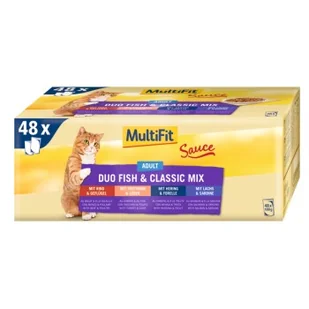 MultiFit Adult Sauce Duo Fish & Classic Mix Zestaw mieszany 48x100 g - Mokra karma dla kotów - miniaturka - grafika 1